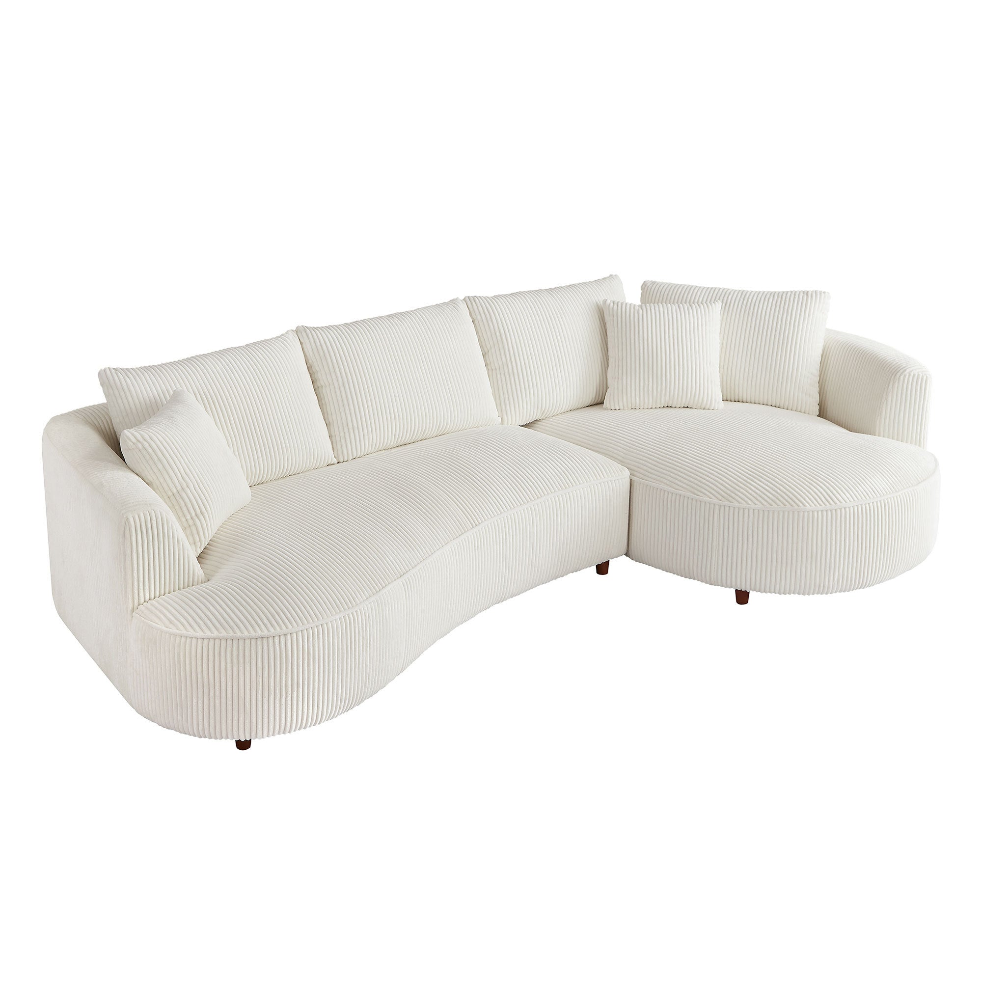 122.04 inch Corduroy Upholstered Sectional Sofa with Right Facing