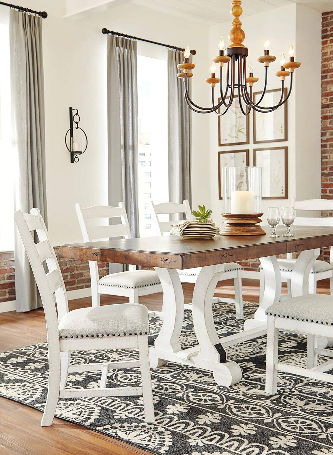 Valebeck Farmhouse Rectangular Extension Dining Table, Fits up to 8,