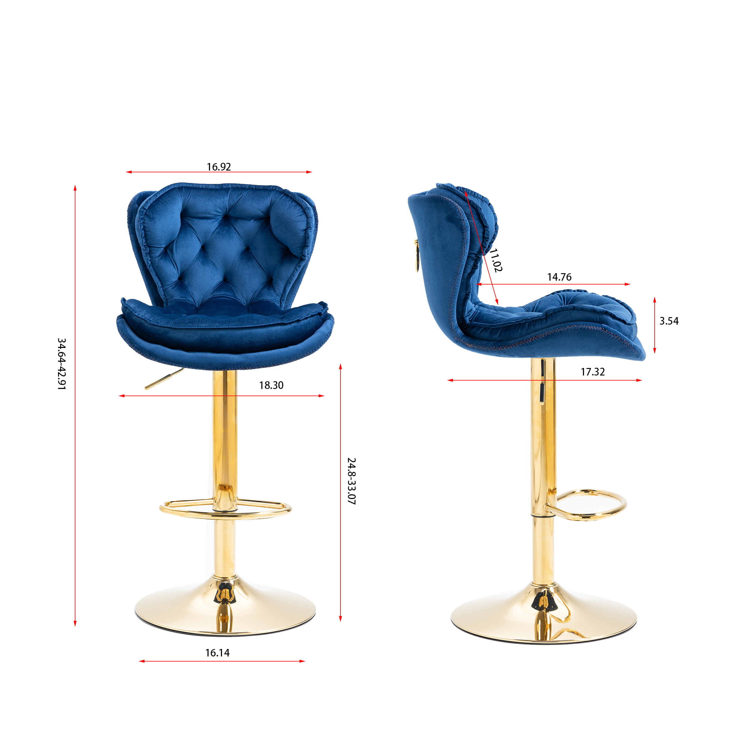Set of 2 Bar Stools,with Chrome Footrest and Base Swivel Height