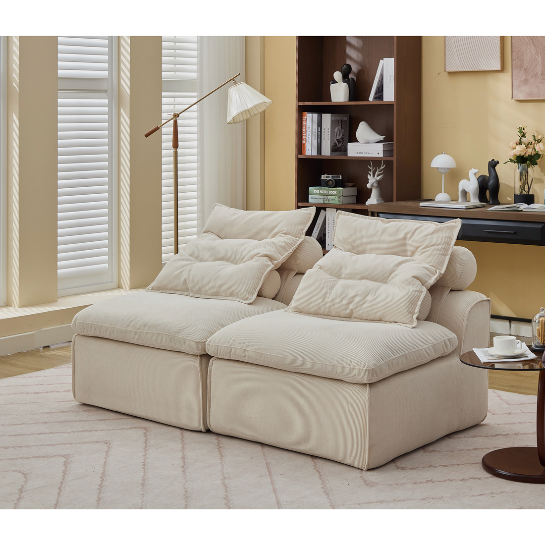 Modular Sofa,No Armrests,At will DIY,Soft Corduroy Fabric,Neck