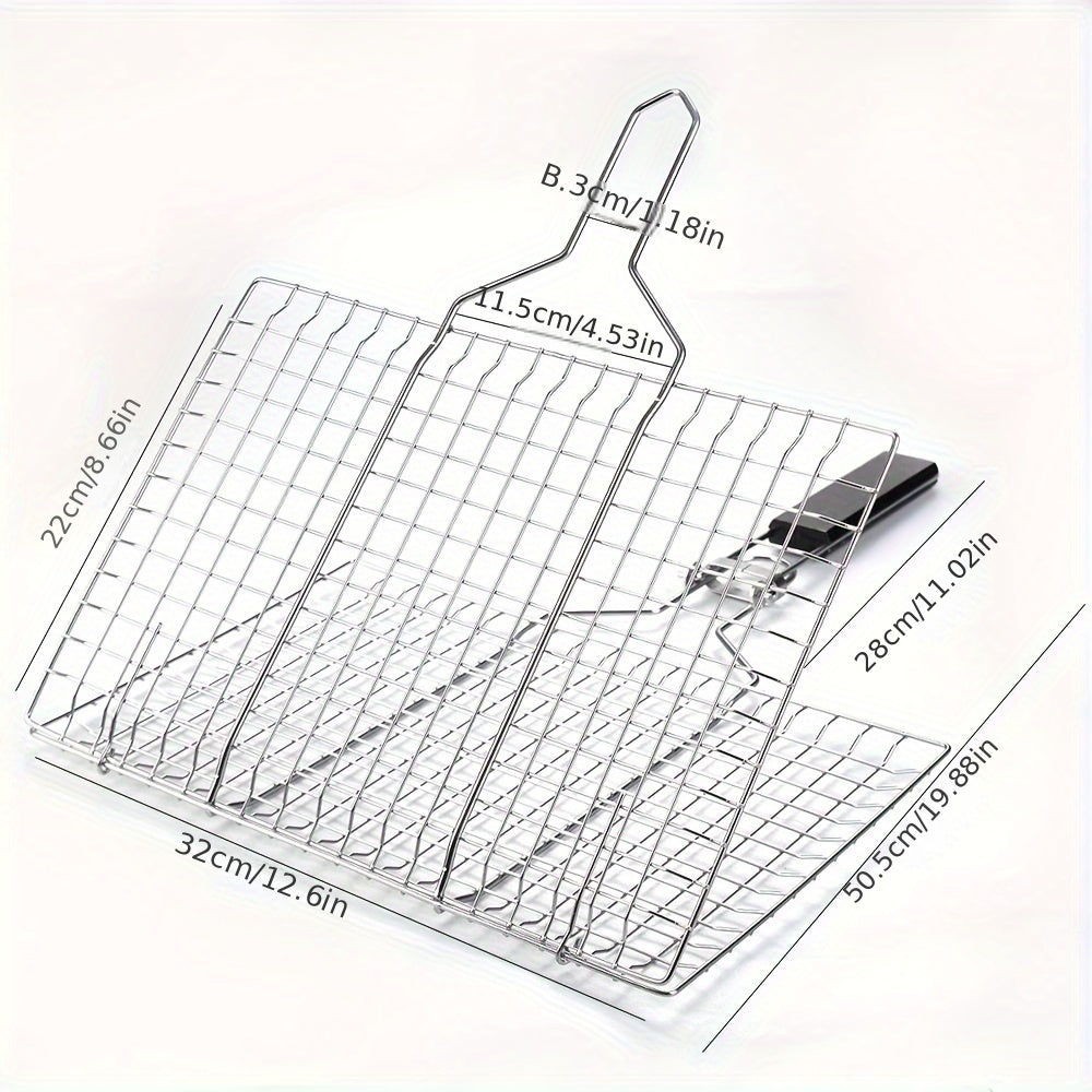 Large Capacity Stainless Steel Rustproof Nonstick BBQ Grilling Basket With Handle