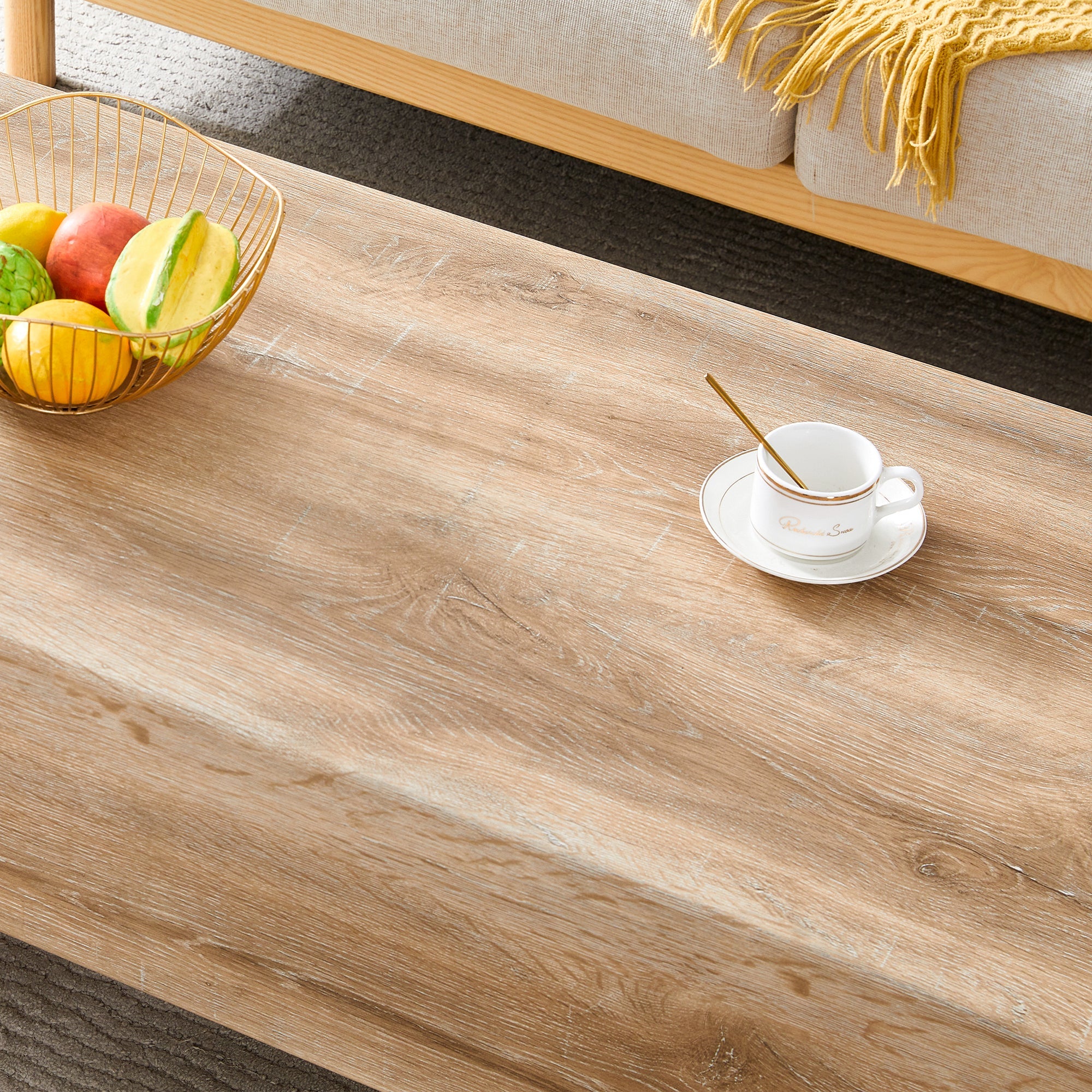 Modern Simple Light Wood Texture MDF Coffee Table - 43.3&