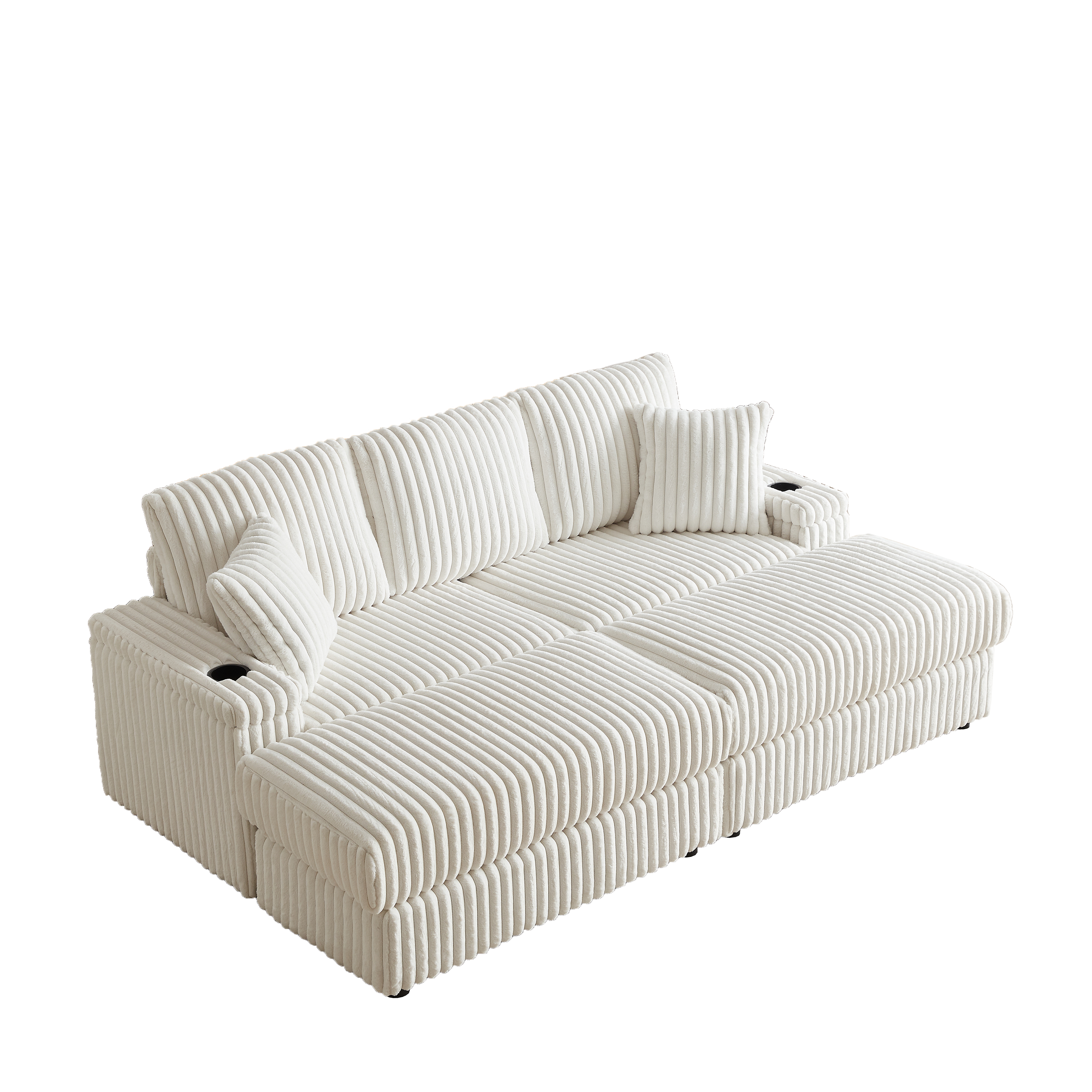 84Inch Corduroy 3-seater sofa With 3 back pillows ,2 toss pillows , a