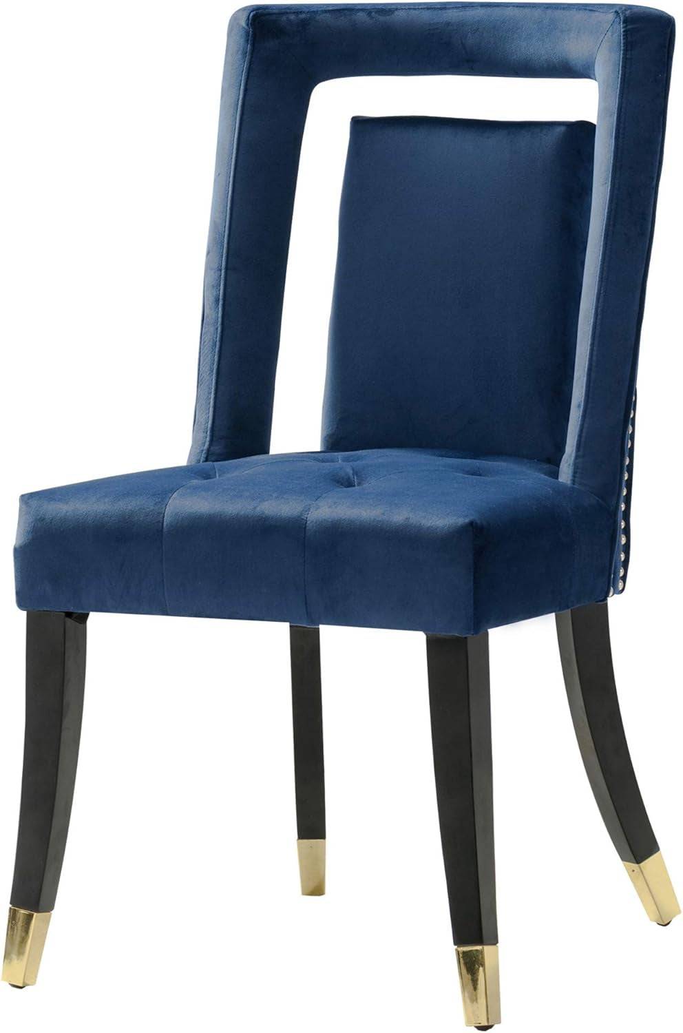 Elsie Dining Side Chair Velvet Upholstered Nailhead Trim Seat Espresso