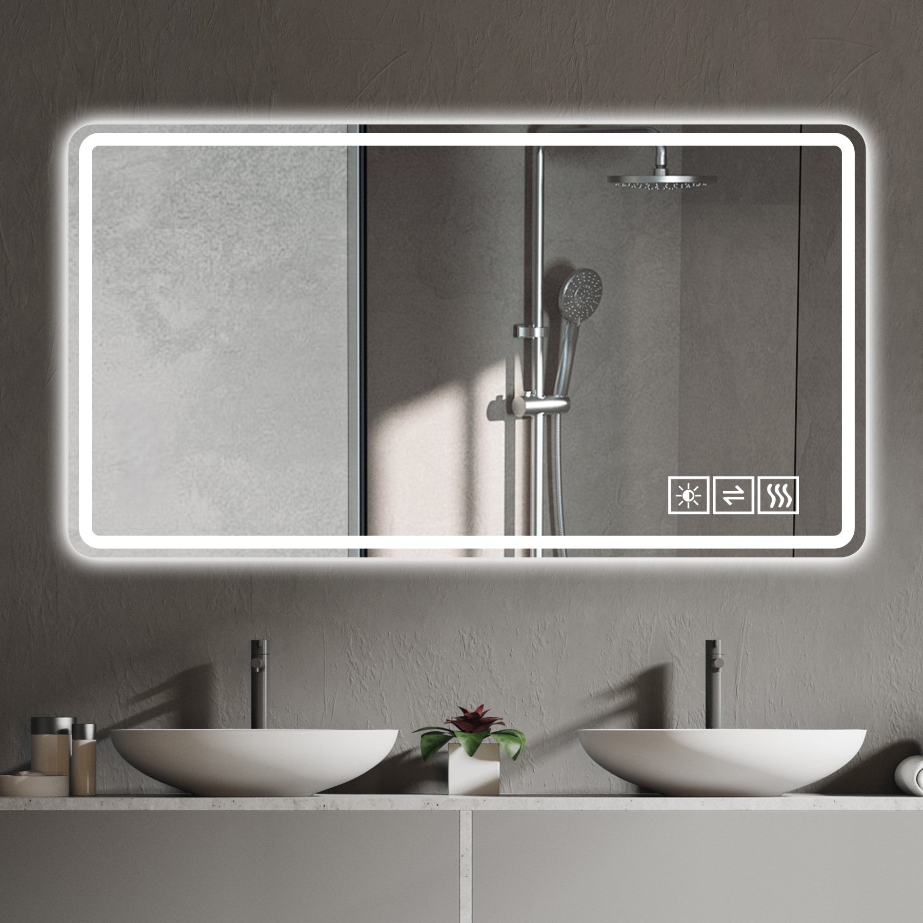 48*32 inch Bathroom Mirror with Led Lights , Anti-Fog Lighted Vanity