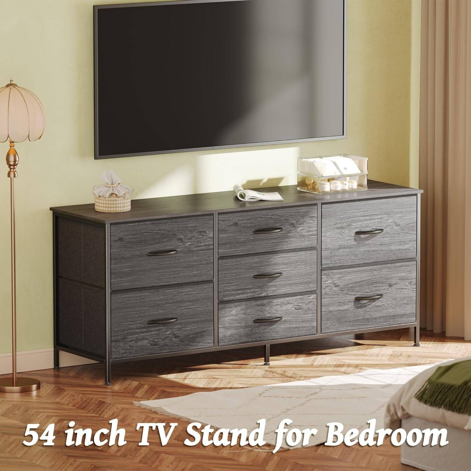 Dresser for Bedroom, 55 Inch Dresser TV Stand for 43, 55, 60 Inch TV,