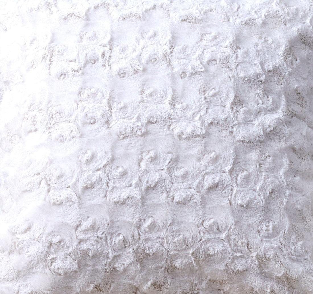 DaDa Bedding Luxury White Roses Swirls Faux Fur Euro Cushion Throw