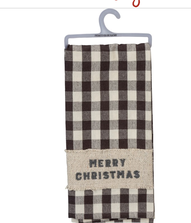 Merry Christmas Buffalo Plaid Tea Towel