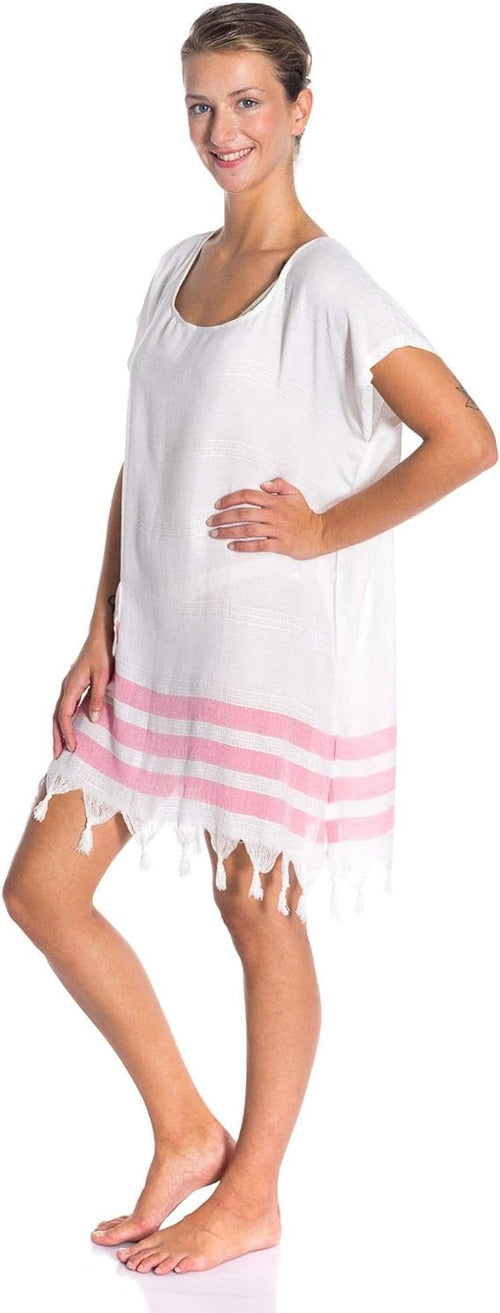 All Cotton Swimsuit Cover Ups for Women Short Sleeve Beach Dress