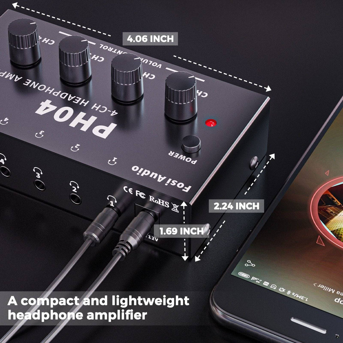 4 Channel Headphone Amplifier Stereo Audio Amp Ultra Compact Portable