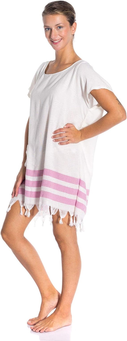 All Cotton Swimsuit Cover Ups for Women Short Sleeve Beach Dress