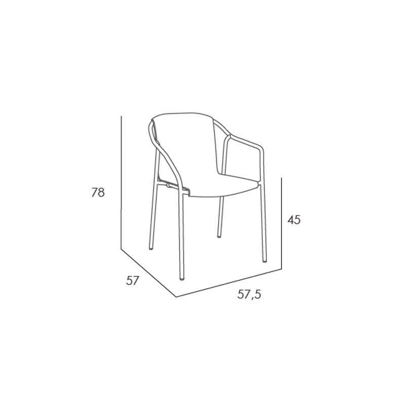 Set of 4 Patio Dining aluminum Armchair - Rod - Commercial grade -