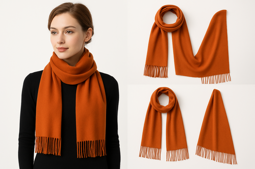 Orange Pashmina Winter Scarf 6 Ft Long