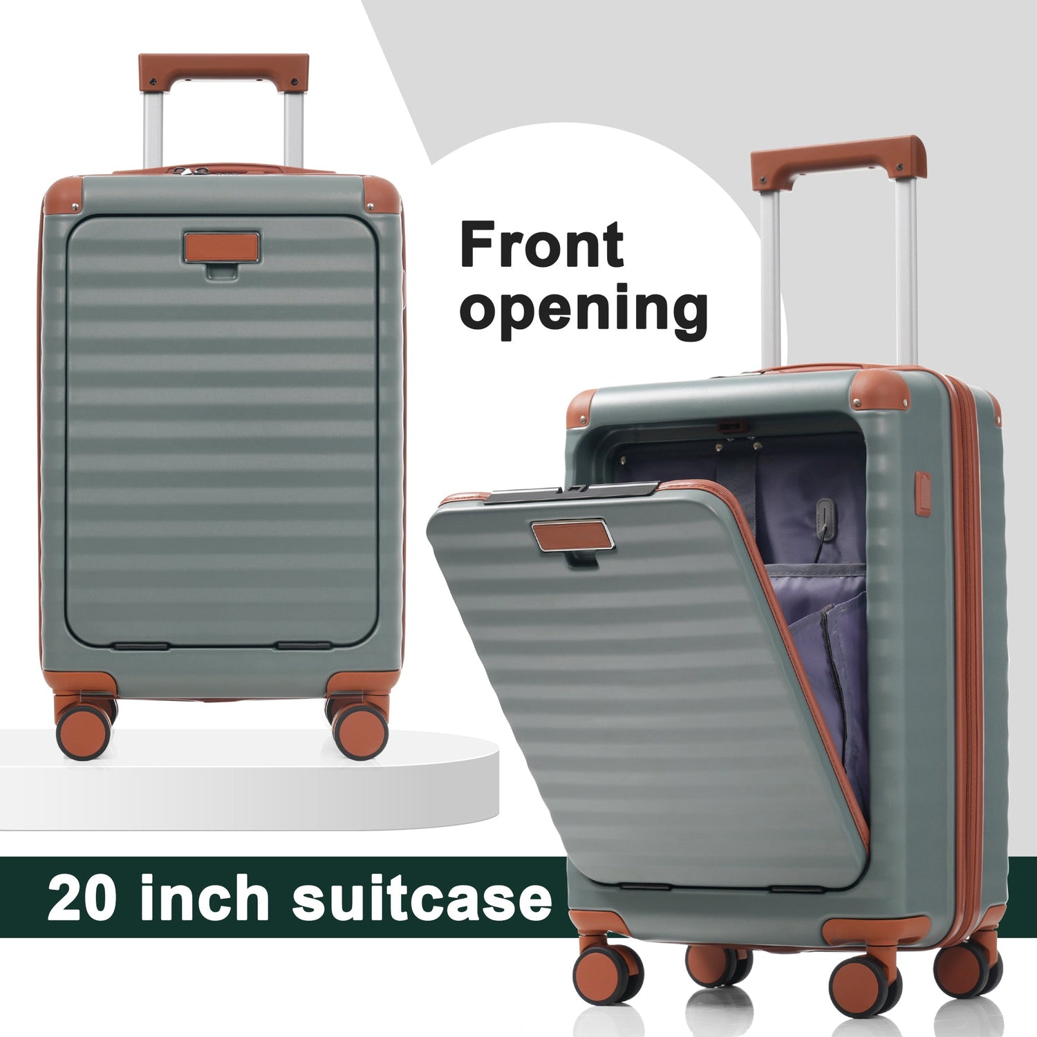 Luggage Sets 5 Piece with Front Opening , Hardside Expandable Carry on