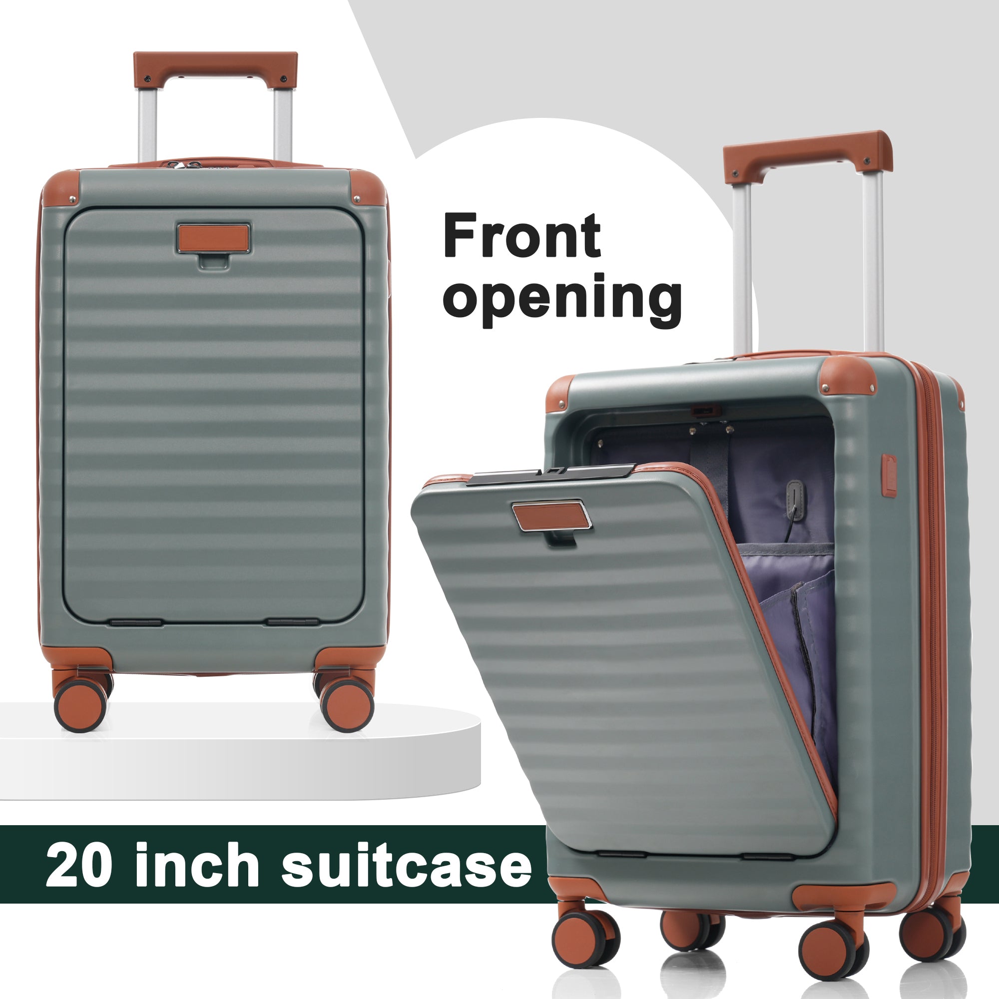 Luggage Sets 5 Piece with Front Opening , Hardside Expandable Carry on