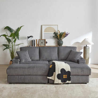 84Inch Corduroy 3-seater sofa With 3 back pillows ,2 toss pillows , a