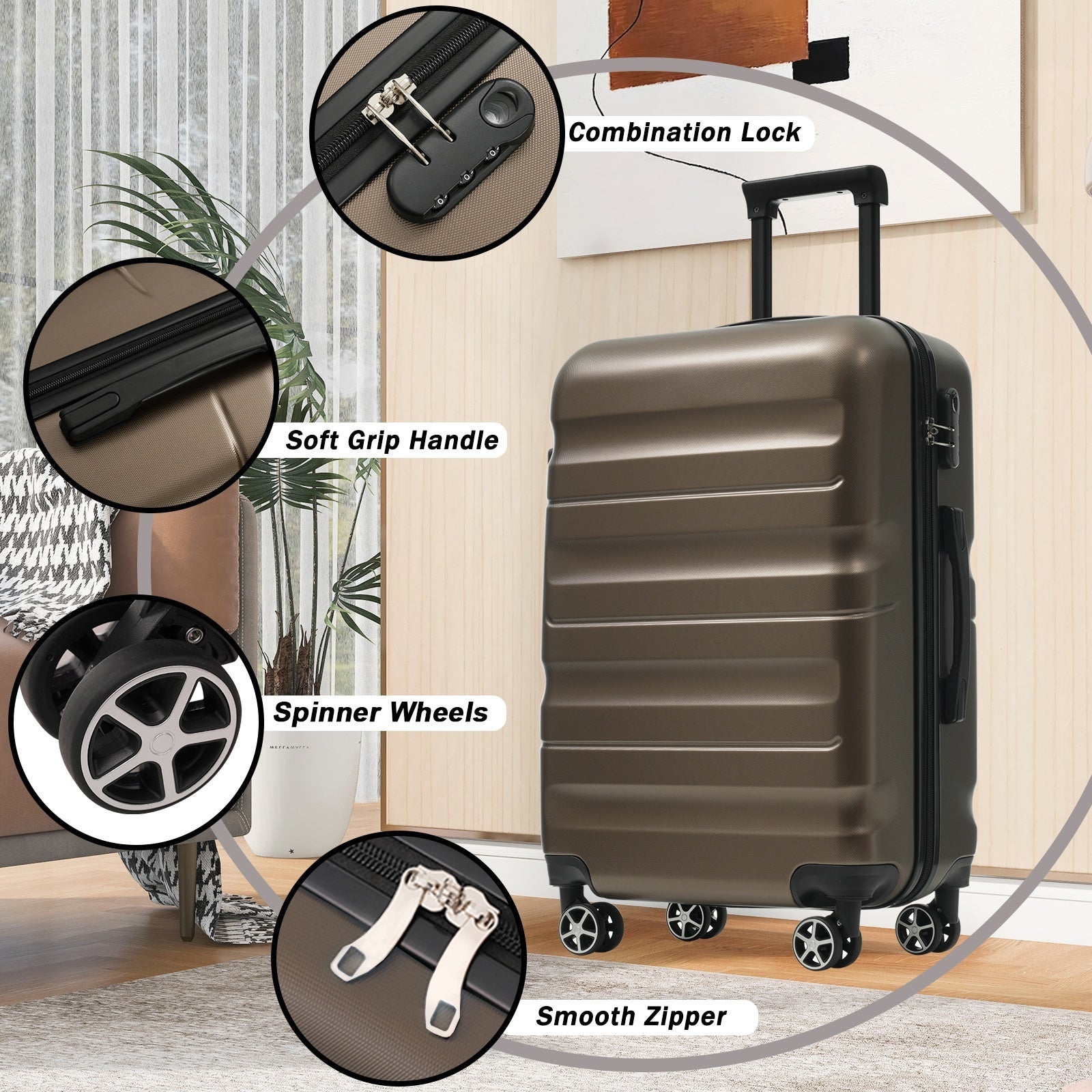 28 Inch Luggage, Hardshell ABS Suitcase with Spinner Wheels,