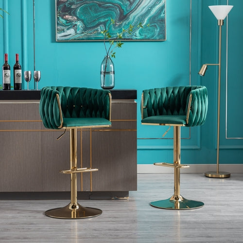 Set of 2  Bar Stools,with Chrome Footrest and Base Swivel Height