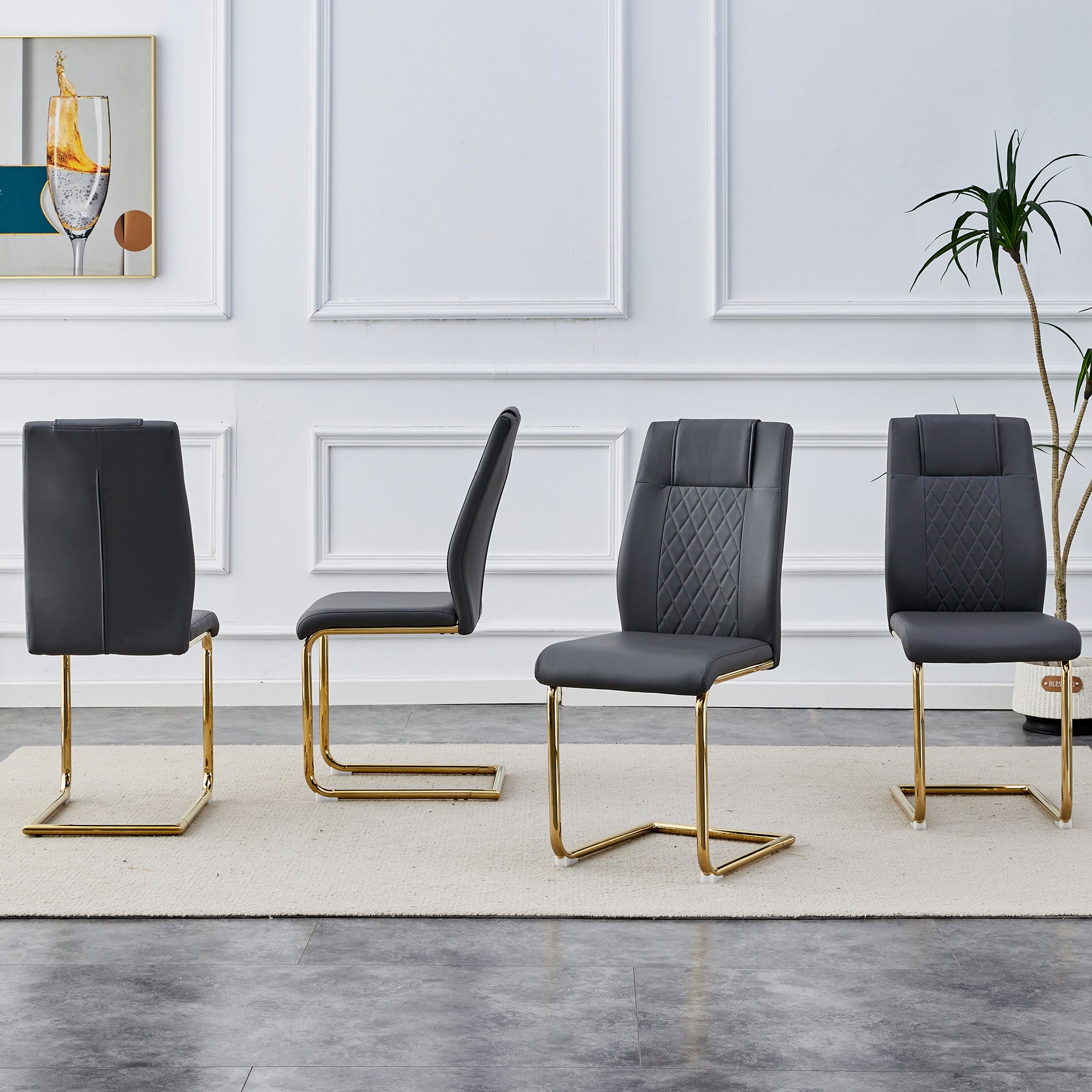 Modern dining chairs, restaurant chairs, and gold legged upholstered