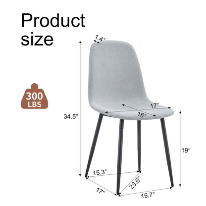 Comfortable Linen-Cotton Dining Chair Set - Four Pieces in Light