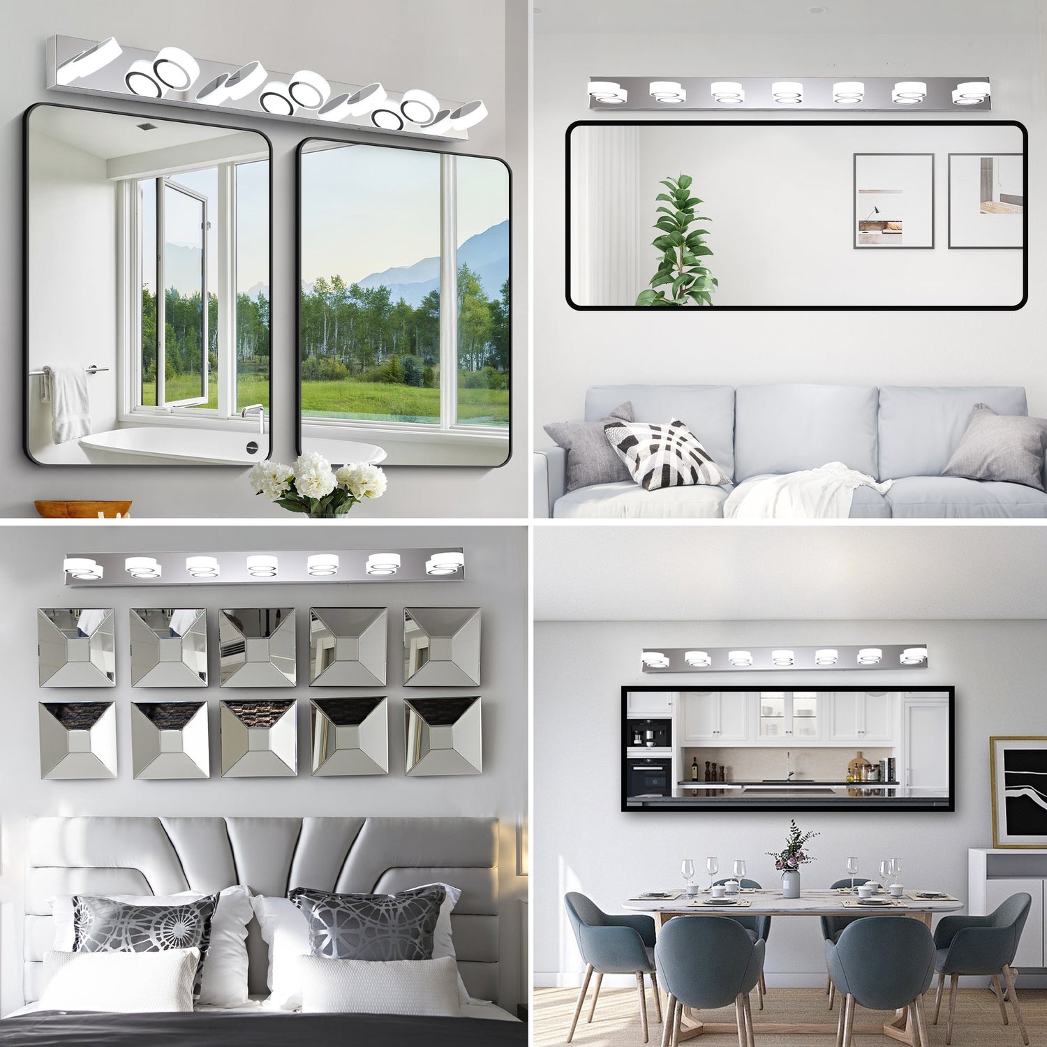 Modern 7-Light LED Vanity Light Fixture - Chrome Finish with Acrylic