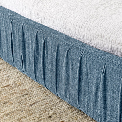 Modern Queen Size Upholstered Bed Frame with Pleated Chenille Fabric