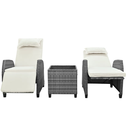 Outdoor Rattan Two-person Combination With Coffee Table, Adjustable,