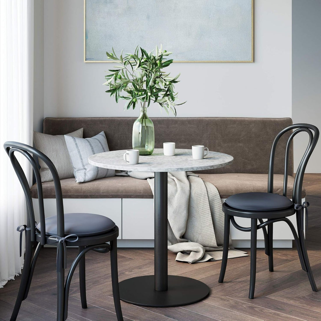 Bistro Lucy Small Mid-Century Modern Kitchen or Dining Table with Faux