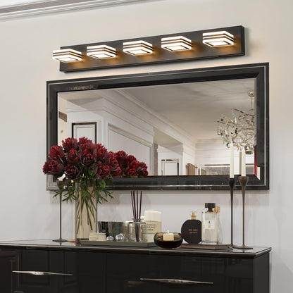Modern 5-Light LED Vanity Light - Sleek Bathroom Wall Fixture, Iron &amp;