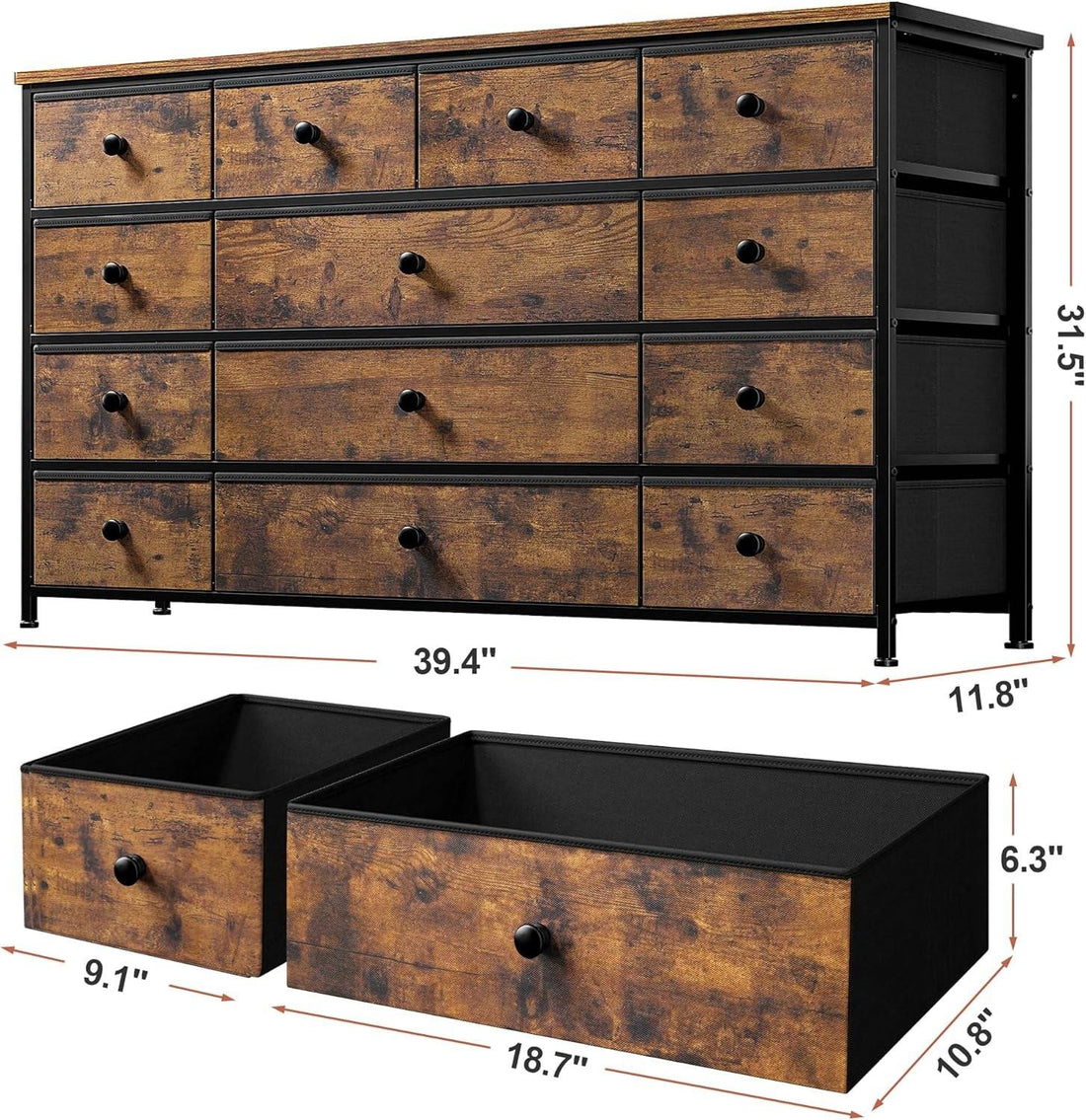 Dresser with 13 Drawers Dresser TV Stand for 55&quot; TV Long Dresser for