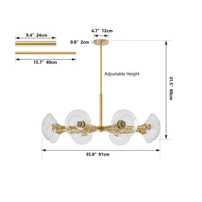 Modern Gold 8-Light Sputnik Chandelier with Clear Glass Shades,