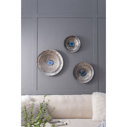 Silver Textured Oversized Disc, Wall Decor for Living Room Bedrrom