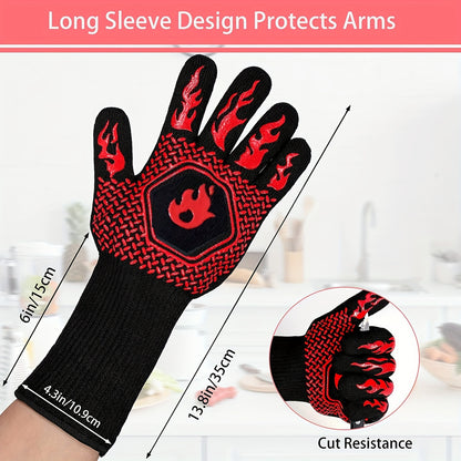 Heat Resistant Silicone BBQ Grilling Gloves, 2 pack