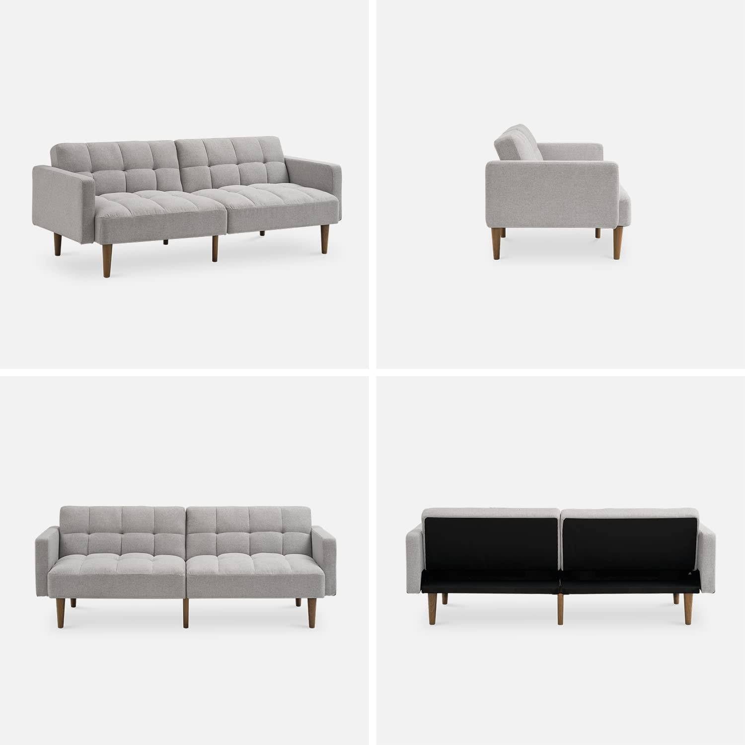 Gray Fabric Twin Futon Sofa Bed with Arms