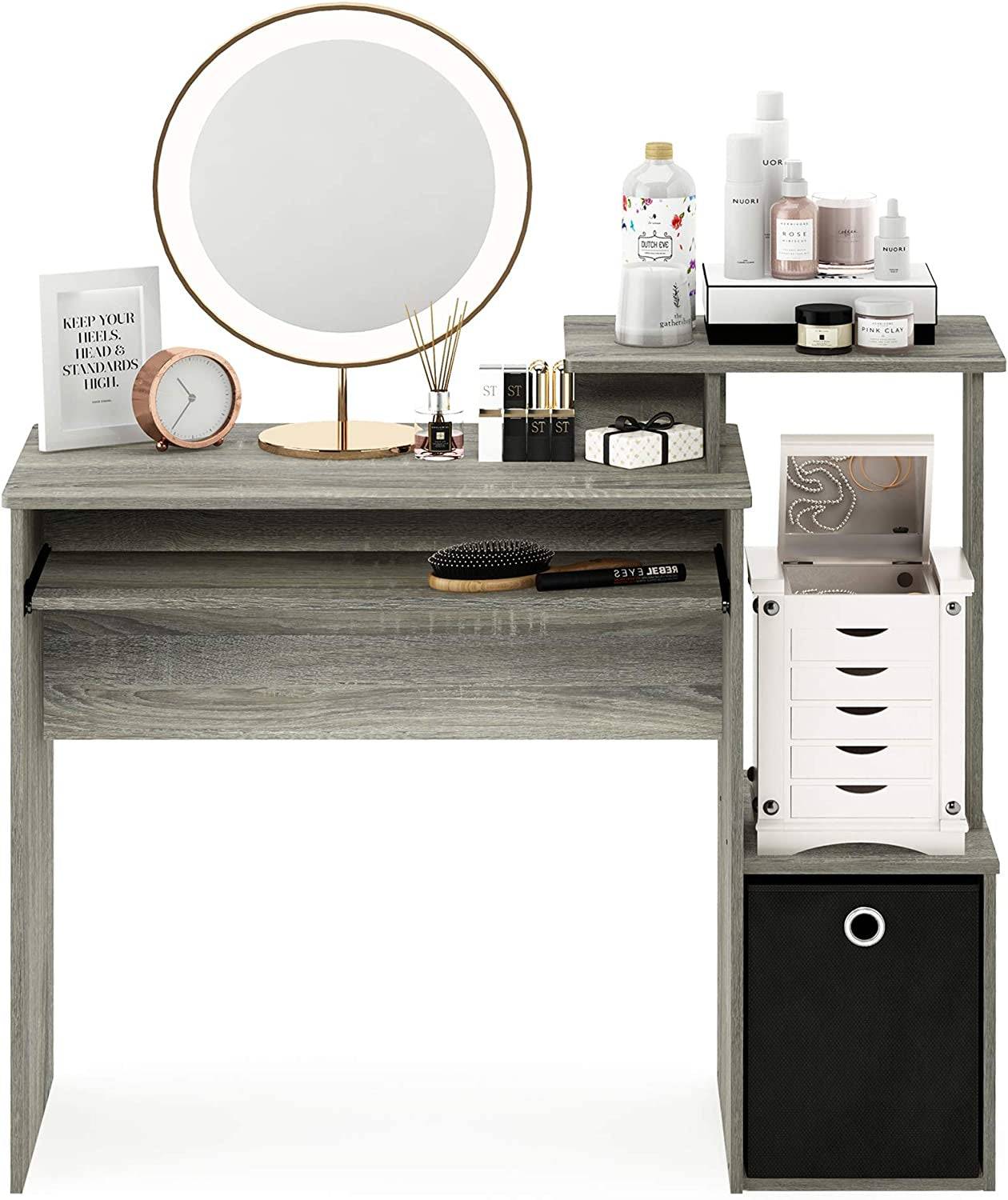 Econ Multipurpose Home Office Computer Writing Desk, French Oak Grey