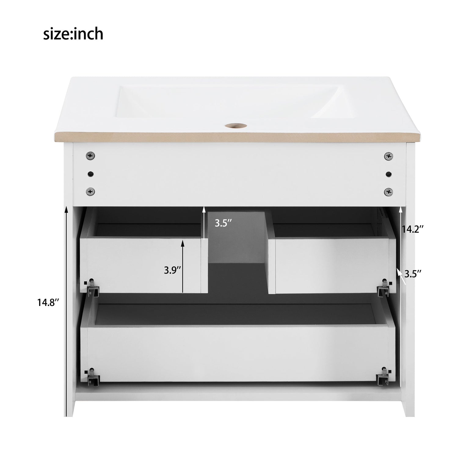 24inch Wall Mounted Floating Cabinet w/Side Cabinet Combo, Rectangular