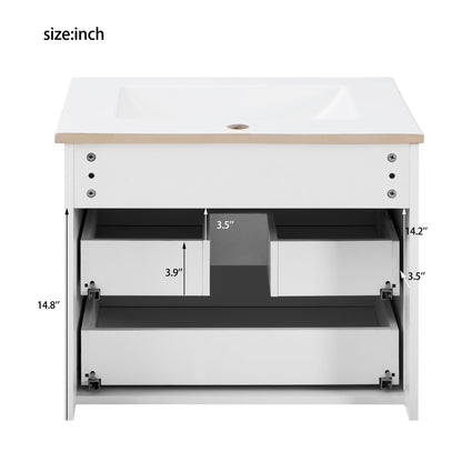 24inch Wall Mounted Floating Cabinet w/Side Cabinet Combo, Rectangular