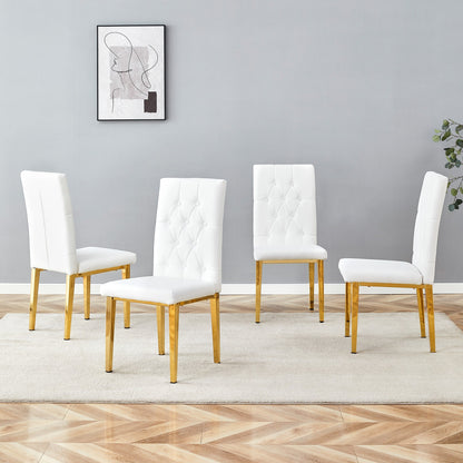 4 piece set of white dining chairs brings a touch of elegance and