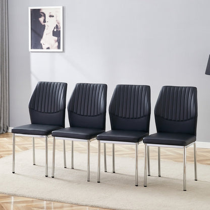 Luxury Simple Chair - Set of 4 BLACK PU Material High Resilience
