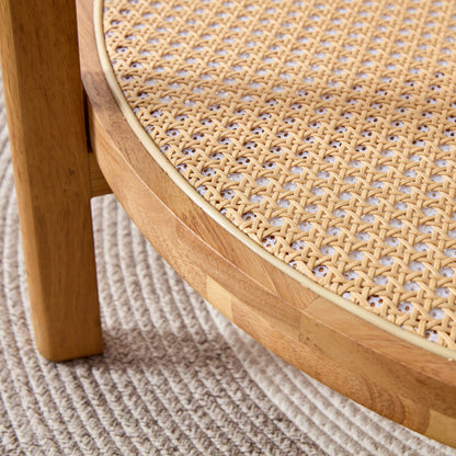 Modern simple circular double-layer solid wood tea table rattan woven