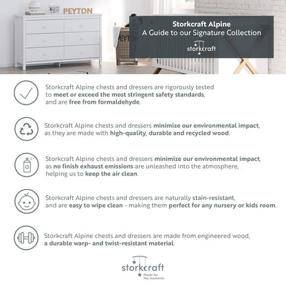 Alpine 6 Drawer Double Dresser (Gray) – GREENGUARD Gold Certified,