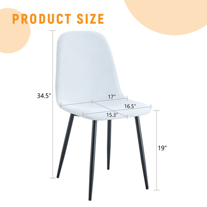 Luxury Simple Chair - Set of 4 WHITE Linen-Cotton Material High