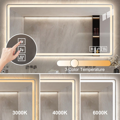 48*32 inch Bathroom Mirror with Led Lights , Anti-Fog Lighted Vanity
