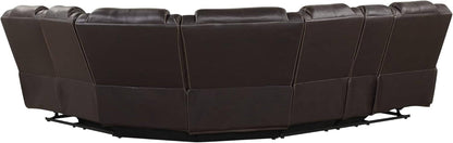 Faux Leather Reclining Sectional Sofa with LED Lights