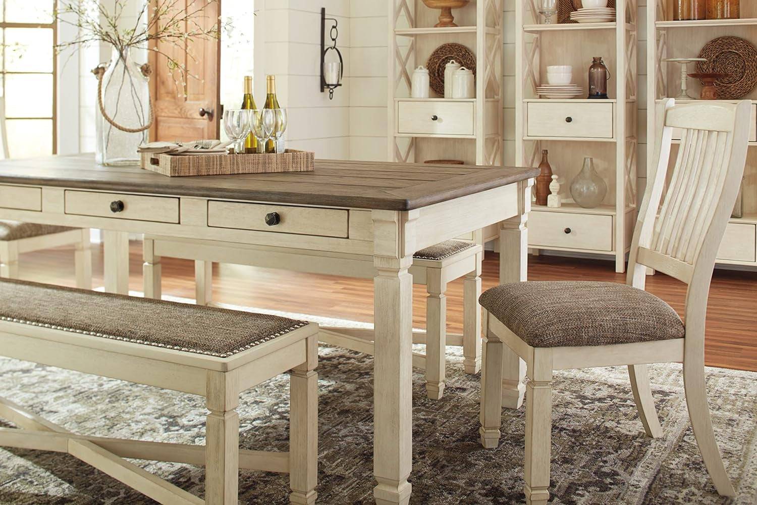 Bolanburg Farmhouse Dining Table with Drawers, Seats up to 6,