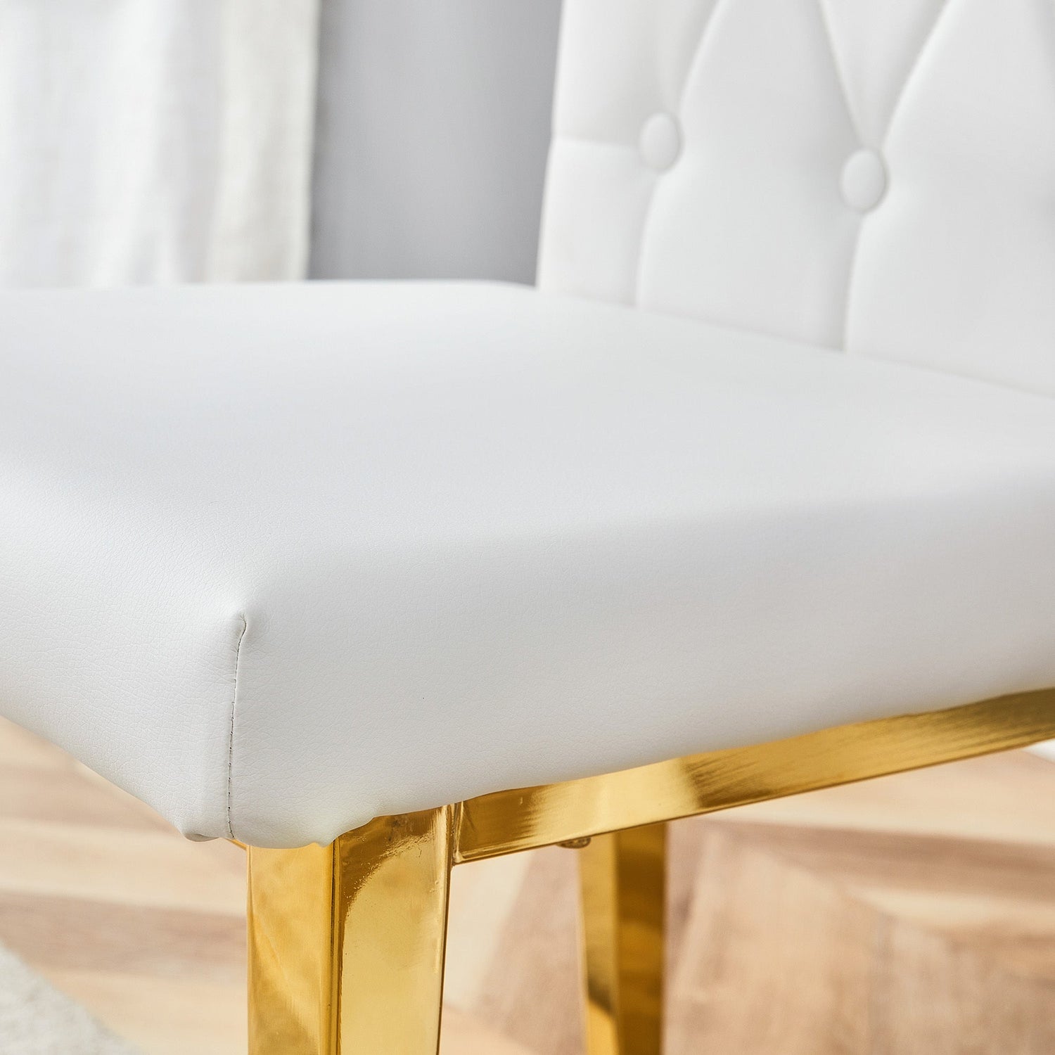 4 piece set of white dining chairs brings a touch of elegance and