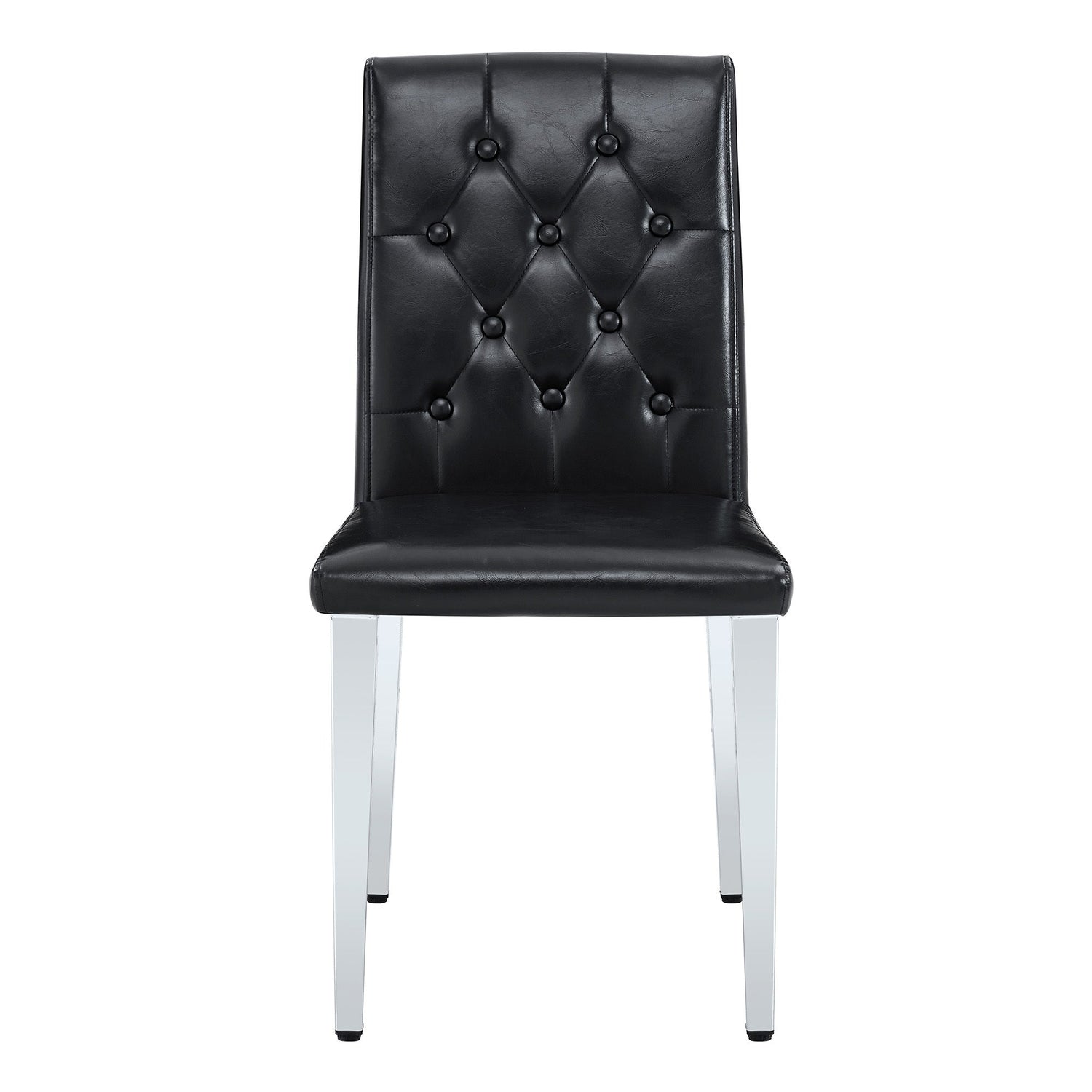 4-pack black PU dining chairs: ergonomic buckle backrest, 35 inches