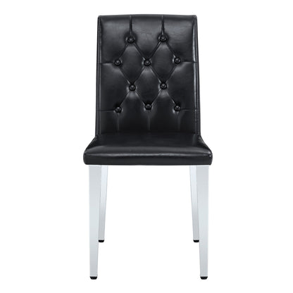 4-pack black PU dining chairs: ergonomic buckle backrest, 35 inches