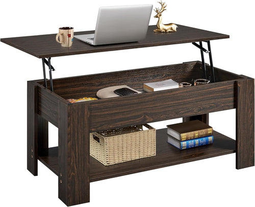 Lift Top Coffee Table with Hidden Compartment and Storage Shelf,