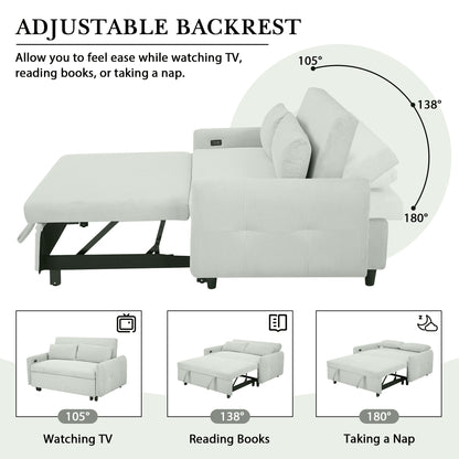 57.48" Pull-out Sofa Bed Convertible Couch 2 Seat Loveseat Sofa Modern